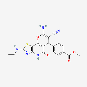 molecular formula C20H17N5O4S B11481583 methyl 4-[8-amino-7-cyano-2-(ethylamino)-5-oxo-4,6-dihydro-5H-pyrano[2,3-d][1,3]thiazolo[4,5-b]pyridin-6-yl]benzoate 