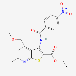 molecular formula C20H19N3O6S B11481714 Ethyl 4-(methoxymethyl)-6-methyl-3-{[(4-nitrophenyl)carbonyl]amino}thieno[2,3-b]pyridine-2-carboxylate 