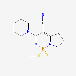 molecular formula C13H19N4PS2 B11481760 Pyrrolo[1,2-c][1,3,2]diazaphosphorine-4-carbonitrile, 1,5,6,7-tetrahydro-1-(methylthio)-3-(1-piperidinyl)-, 1-sulfide 