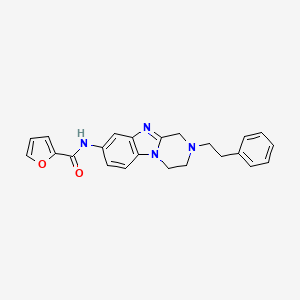 molecular formula C23H22N4O2 B11481880 N-[2-(2-phenylethyl)-1,2,3,4-tetrahydropyrazino[1,2-a]benzimidazol-8-yl]furan-2-carboxamide 