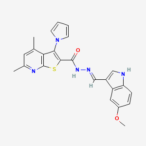 molecular formula C24H21N5O2S B11481883 N'-[(E)-(5-methoxy-1H-indol-3-yl)methylidene]-4,6-dimethyl-3-(1H-pyrrol-1-yl)thieno[2,3-b]pyridine-2-carbohydrazide 