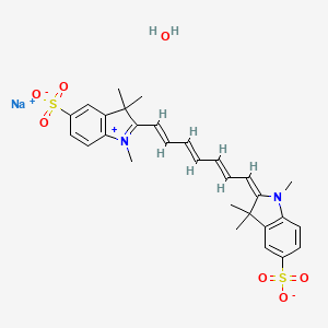 sodium;(2E)-1,3,3-trimethyl-2-[(2E,4E,6E)-7-(1,3,3-trimethyl-5-sulfonatoindol-1-ium-2-yl)hepta-2,4,6-trienylidene]indole-5-sulfonate;hydrate