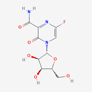 molecular formula C₁₀H₁₂FN₃O₆ B1148237 4-[(2R,3R,4S,5R)-3,4-dihydroxy-5-(hydroxymethyl)oxolan-2-yl]-6-fluoro-3-oxopyrazine-2-carboxamide CAS No. 356782-88-2