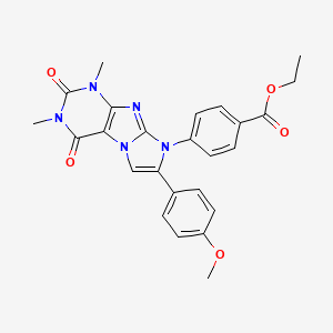 molecular formula C25H23N5O5 B11482795 Ethyl 4-[7-(4-methoxyphenyl)-1,3-dimethyl-2,4-dioxo-1H,2H,3H,4H,8H-imidazo[1,2-G]purin-8-YL]benzoate 