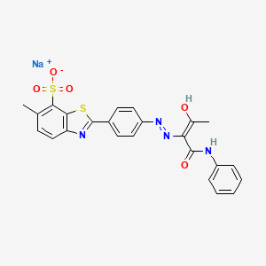 B1148287 Sodium 6-methyl-2-(4-((2-oxo-1-((phenylamino)carbonyl)propyl)azo)phenyl)benzothiazole-7-sulphonate CAS No. 10130-29-7