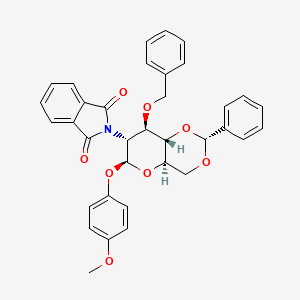 2-((4aR,6S,7R,8R,8aS)-8-(benzyloxy)-6-(4-methoxyphenoxy)-2-phenylhexahydropyrano[3,2-d][1,3]dioxin-7-yl)isoindoline-1,3-dione