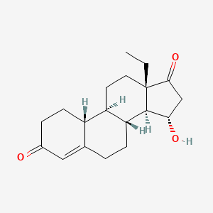 molecular formula C₁₉H₂₆O₃ B1148301 Gon-4-ene-3,17-dione, 13-ethyl-15-hydroxy-, (15a)- CAS No. 60919-46-2