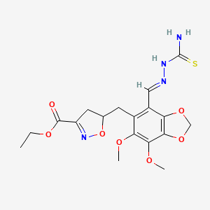 molecular formula C18H22N4O7S B11483329 ethyl 5-({4-[(E)-(2-carbamothioylhydrazinylidene)methyl]-6,7-dimethoxy-1,3-benzodioxol-5-yl}methyl)-4,5-dihydro-1,2-oxazole-3-carboxylate 