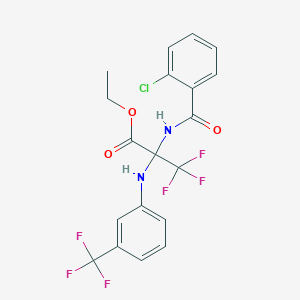 molecular formula C19H15ClF6N2O3 B11483500 ethyl N-[(2-chlorophenyl)carbonyl]-3,3,3-trifluoro-2-{[3-(trifluoromethyl)phenyl]amino}alaninate 