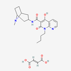 molecular formula C21H28N4O3.C4H4O4 B1148358 1,8-Naphthyridine-3-carboxamide, 1,2-dihydro-1-butyl-4-hydroxy-N-(8-methyl-8-azabicyclo(3.2.1)oct-3-yl)-2-oxo-, endo-, (E)-2-butenedioate (1:1) (salt) CAS No. 139094-71-6
