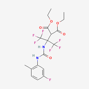 molecular formula C18H19F7N2O5 B11484161 Diethyl (1,1,1,3,3,3-hexafluoro-2-{[(5-fluoro-2-methylphenyl)carbamoyl]amino}propan-2-yl)propanedioate 