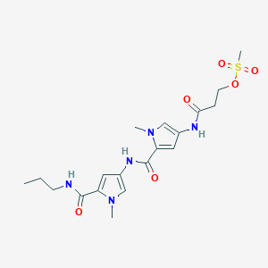 molecular formula C19H27N5O6S B114844 1-Methyl-4-(((1-methyl-4-((3-((methylsulfonyl)oxy)-1-oxopropyl)amino)-1H-pyrrol-2-yl)carbonyl)amino)-N-propyl-1H-pyrrole-2-carboxamide CAS No. 148965-72-4