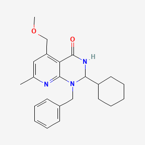 molecular formula C23H29N3O2 B11484413 Pyrido[2,3-d]pyrimidin-4(1H)-one, 2-cyclohexyl-2,3-dihydro-5-(methoxymethyl)-7-methyl-1-(phenylmethyl)- 