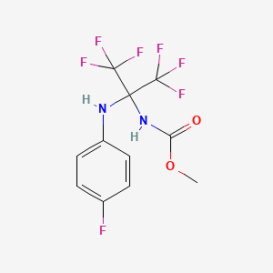 molecular formula C11H9F7N2O2 B11484485 Carbamic acid, [2,2,2-trifluoro-1-[(4-fluorophenyl)amino]-1-(trifluoromethyl)ethyl]-, methyl ester 