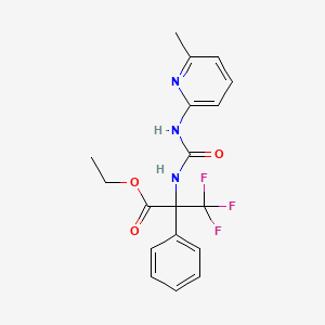 molecular formula C18H18F3N3O3 B11484811 Benzeneacetic acid, alpha-[[[(6-methyl-2-pyridinyl)amino]carbonyl]amino]-alpha-(trifluoromethyl)-, ethyl ester 