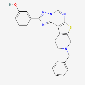 molecular formula C23H19N5OS B11484814 3-(13-benzyl-10-thia-3,5,6,8,13-pentazatetracyclo[7.7.0.02,6.011,16]hexadeca-1(9),2,4,7,11(16)-pentaen-4-yl)phenol 