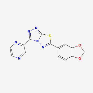 molecular formula C14H8N6O2S B11484898 [1,2,4]Triazolo[3,4-b][1,3,4]thiadiazole, 6-(1,3-benzodioxol-5-yl)-3-(2-pyrazinyl)- 