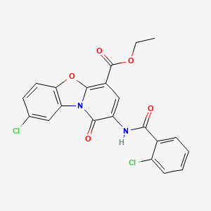 molecular formula C21H14Cl2N2O5 B11484931 ethyl 8-chloro-2-[(2-chlorobenzoyl)amino]-1-oxo-1H-pyrido[2,1-b][1,3]benzoxazole-4-carboxylate 
