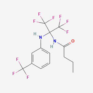 molecular formula C14H13F9N2O B11484980 N-(1,1,1,3,3,3-hexafluoro-2-{[3-(trifluoromethyl)phenyl]amino}propan-2-yl)butanamide 