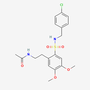 molecular formula C19H23ClN2O5S B11485110 N-(2-{2-[(4-chlorobenzyl)sulfamoyl]-4,5-dimethoxyphenyl}ethyl)acetamide 