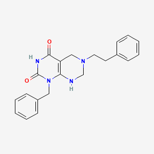 molecular formula C21H22N4O2 B11485464 Pyrimido[4,5-d]pyrimidine-2,4(1H,3H)-dione, 5,6,7,8-tetrahydro-6-(2-phenylethyl)-1-(phenylmethyl)- 