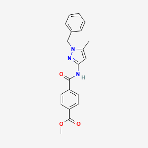 molecular formula C20H19N3O3 B11485492 methyl 4-[(1-benzyl-5-methyl-1H-pyrazol-3-yl)carbamoyl]benzoate 