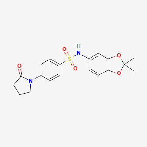 molecular formula C19H20N2O5S B11485741 N-(2,2-dimethyl-1,3-benzodioxol-5-yl)-4-(2-oxopyrrolidin-1-yl)benzenesulfonamide 