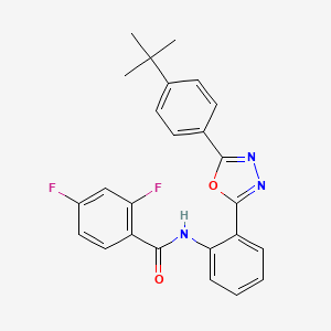 molecular formula C25H21F2N3O2 B11485824 N-{2-[5-(4-tert-butylphenyl)-1,3,4-oxadiazol-2-yl]phenyl}-2,4-difluorobenzamide 