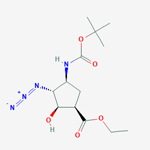 molecular formula C13H22N4O5 B1148606 Ethyl (1R*,2R*,3R*,4S*)-3-azido-4-(tert-butoxycarbonylamino)-2-hydroxycyclopentane-carboxylate CAS No. 1212074-86-6
