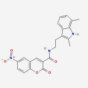 molecular formula C22H19N3O5 B11486131 N-[2-(2,7-dimethyl-1H-indol-3-yl)ethyl]-6-nitro-2-oxo-2H-chromene-3-carboxamide 
