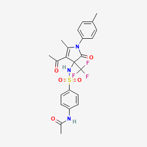 molecular formula C23H22F3N3O5S B11486145 N-(4-{[4-acetyl-5-methyl-1-(4-methylphenyl)-2-oxo-3-(trifluoromethyl)-2,3-dihydro-1H-pyrrol-3-yl]sulfamoyl}phenyl)acetamide 