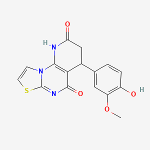 molecular formula C16H13N3O4S B11486255 4-(4-hydroxy-3-methoxyphenyl)-3,4-dihydro-2H-pyrido[3,2-e][1,3]thiazolo[3,2-a]pyrimidine-2,5(1H)-dione 