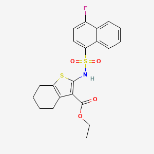 molecular formula C21H20FNO4S2 B11486452 Ethyl 2-{[(4-fluoro-1-naphthyl)sulfonyl]amino}-4,5,6,7-tetrahydro-1-benzothiophene-3-carboxylate 