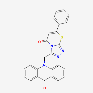 molecular formula C25H16N4O2S B11486545 10-[(5-oxo-7-phenyl-5H-[1,2,4]triazolo[3,4-b][1,3]thiazin-3-yl)methyl]acridin-9(10H)-one 