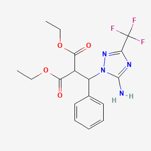 molecular formula C17H19F3N4O4 B11486743 diethyl {[5-amino-3-(trifluoromethyl)-1H-1,2,4-triazol-1-yl](phenyl)methyl}propanedioate 