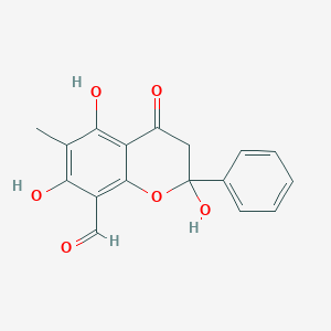 B114871 8-Formyl-2,5,7-trihydroxy-6-methylflavanone CAS No. 149250-49-7