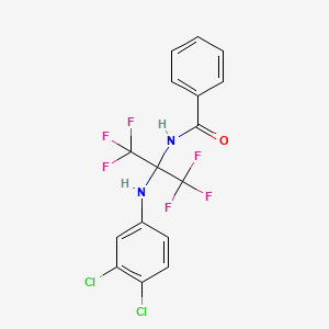 molecular formula C16H10Cl2F6N2O B11487379 N-{2-[(3,4-dichlorophenyl)amino]-1,1,1,3,3,3-hexafluoropropan-2-yl}benzamide 