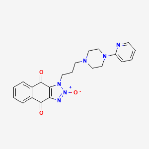 molecular formula C22H22N6O3 B11487414 1-{3-[4-(pyridin-2-yl)piperazin-1-yl]propyl}-1H-naphtho[2,3-d][1,2,3]triazole-4,9-dione 2-oxide 