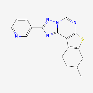 molecular formula C17H15N5S B11487612 9-Methyl-2-(3-pyridyl)-8,9,10,11-tetrahydro[1]benzothieno[3,2-e][1,2,4]triazolo[1,5-c]pyrimidine 