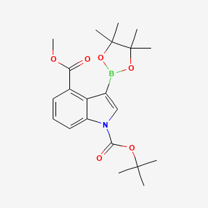 B1148768 1-Tert-butyl 4-methyl 3-(4,4,5,5-tetramethyl-1,3,2-dioxaborolan-2-YL)-1H-indole-1,4-dicarboxylate CAS No. 1256359-97-3