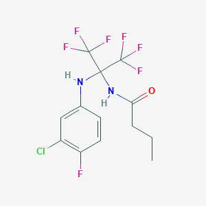 molecular formula C13H12ClF7N2O B11487713 N-{2-[(3-chloro-4-fluorophenyl)amino]-1,1,1,3,3,3-hexafluoropropan-2-yl}butanamide 