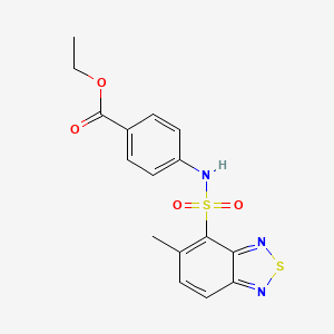 molecular formula C16H15N3O4S2 B11487718 Ethyl 4-{[(5-methyl-2,1,3-benzothiadiazol-4-yl)sulfonyl]amino}benzoate 