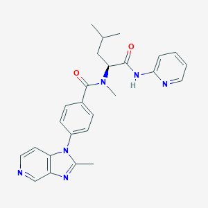 molecular formula C26H28N6O2 B114880 Benzamide,N-methyl-4-(2-methyl-1H-imidazo[4,5-c]pyridin-1-yl)-N-[3-methyl-1-[(2-pyridinylamino)carbonyl]butyl]-,(S)- CAS No. 152551-17-2