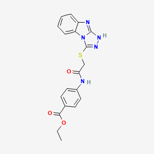 molecular formula C19H17N5O3S B11488100 ethyl 4-{[(9H-[1,2,4]triazolo[4,3-a]benzimidazol-3-ylsulfanyl)acetyl]amino}benzoate 