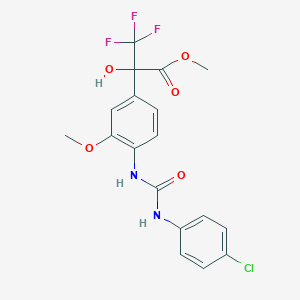 molecular formula C18H16ClF3N2O5 B11488512 Methyl 2-(4-{[(4-chlorophenyl)carbamoyl]amino}-3-methoxyphenyl)-3,3,3-trifluoro-2-hydroxypropanoate 