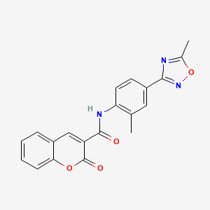 molecular formula C20H15N3O4 B11488563 N-[2-methyl-4-(5-methyl-1,2,4-oxadiazol-3-yl)phenyl]-2-oxo-2H-chromene-3-carboxamide 