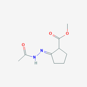 molecular formula C9H14N2O3 B114890 CYCLOPENTANECARBOXYLIC ACID, 2-(ACETYLHYDRAZONO)-, METHYL ESTER, (E)- (9CI) CAS No. 143391-47-3