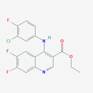 molecular formula C18H12ClF3N2O2 B11489235 Ethyl 4-[(3-chloro-4-fluorophenyl)amino]-6,7-difluoroquinoline-3-carboxylate 