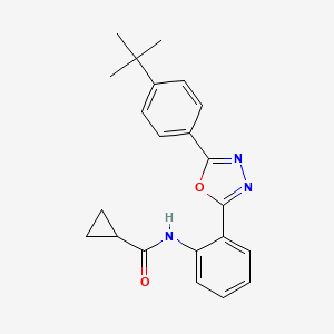 molecular formula C22H23N3O2 B11489288 N-{2-[5-(4-tert-butylphenyl)-1,3,4-oxadiazol-2-yl]phenyl}cyclopropanecarboxamide 