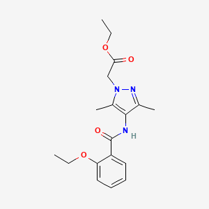 molecular formula C18H23N3O4 B11489308 ethyl (4-{[(2-ethoxyphenyl)carbonyl]amino}-3,5-dimethyl-1H-pyrazol-1-yl)acetate 